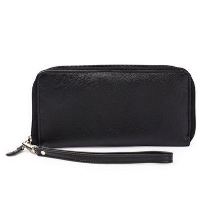 Leather Zip Around Wallet - Red Verified Leather