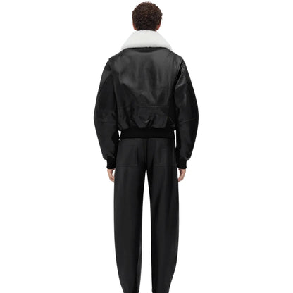 Mens Black Shearling Leather Jacket