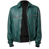 Teal Green Leather Jacket Mens