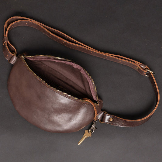 Nexus Leather Belt Bag-Antique Brown Verified Leather