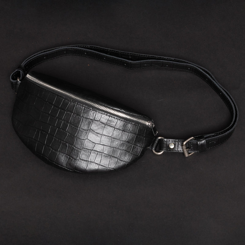 Nexus Leather Belt Bag-Saffiano Black Verified Leather