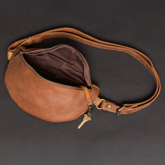 Nexus Leather Belt Bag-Saddle Brown Verified Leather