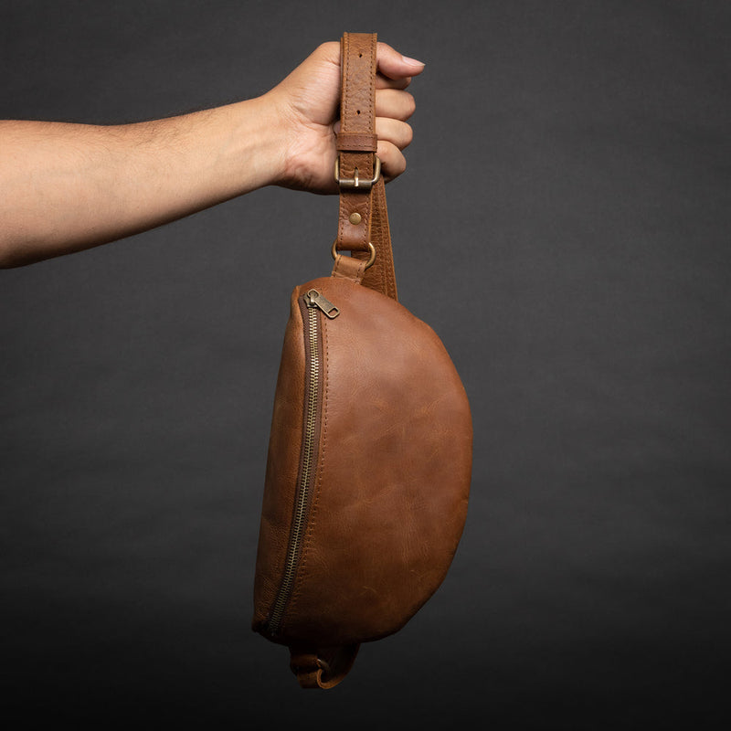 Nexus Leather Belt Bag-Saddle Brown Verified Leather