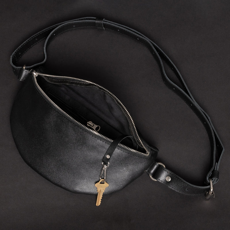 Nexus Leather Belt Bag-Saffiano Black Verified Leather