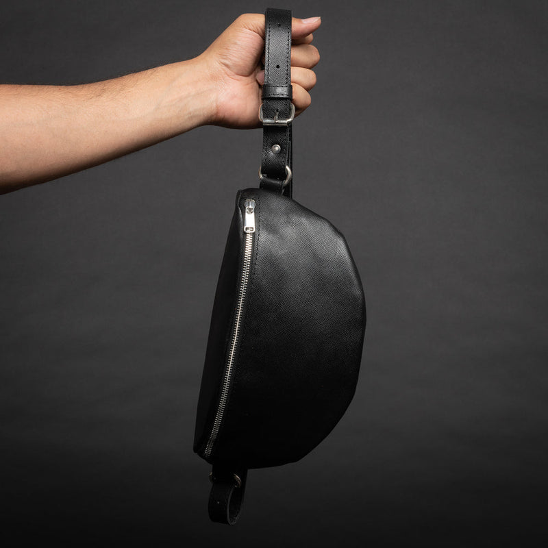 Nexus Leather Belt Bag-Saffiano Black Verified Leather