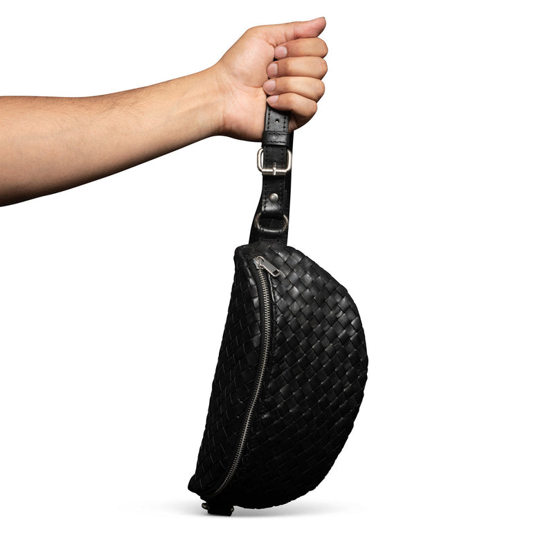 Nexus Woven Leather Belt Bag-Woven Black Verified Leather