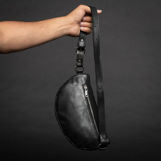 Nexus Woven Leather Belt Bag-Woven Black Verified Leather