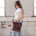 Crossbody Leather Tote - Saddle Brown