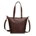 Crossbody Leather Tote - Saddle Dark