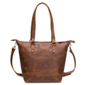 Crossbody Leather Tote - Saddle Dark