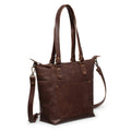 Crossbody Leather Tote - Saddle Dark