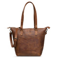 Crossbody Leather Tote - Saddle Dark