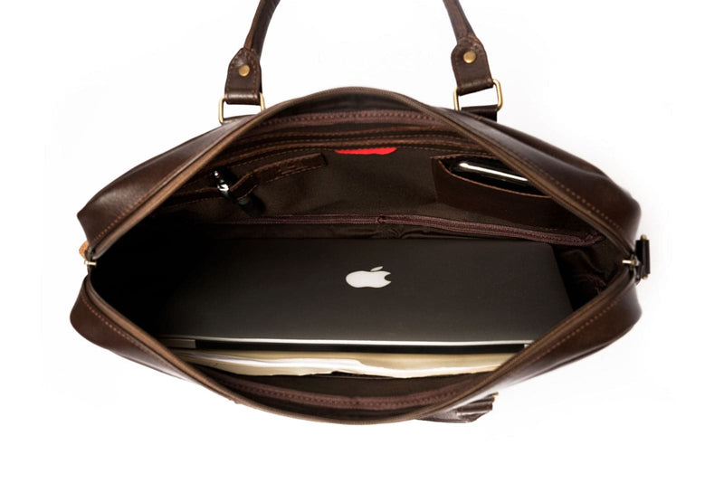 Slim Leather Briefcase 15" - Antique Brown Verified Leather