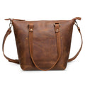 Crossbody Leather Tote - Saddle Brown