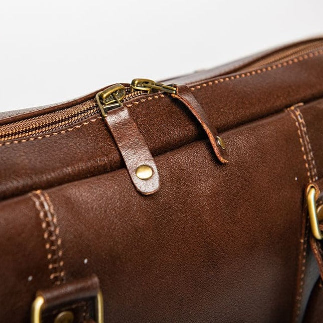 Slim Leather Briefcase 15" - Saddle Brown
