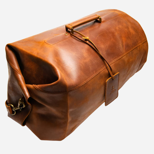 Military Brown Leather Duffle 33L Verified Leather