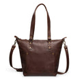 Crossbody Leather Tote - Saddle Brown