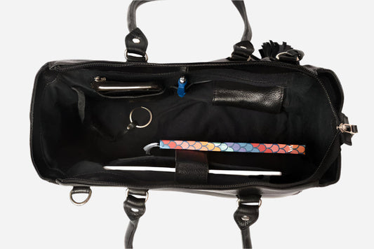 Leather Handbag - Black Verified Leather