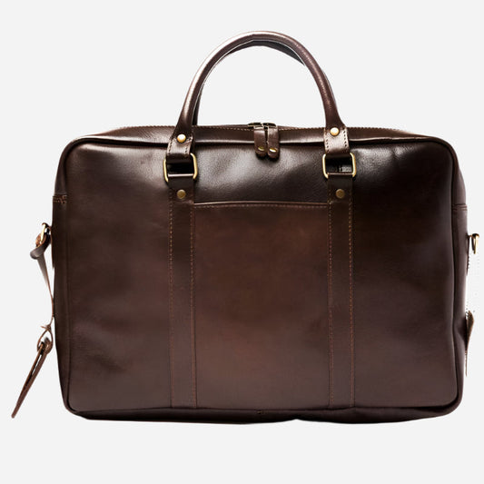 Slim Leather Briefcase 15" - Antique Brown Verified Leather