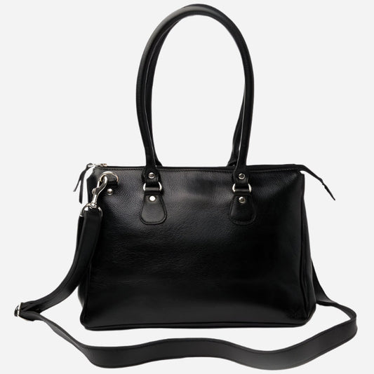 Leather Handbag - Black Verified Leather