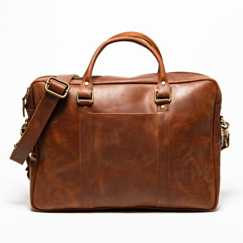 Slim Leather Briefcase 15" - Antique Brown Verified Leather