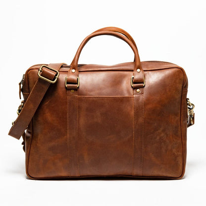Slim Leather Briefcase 15" - Antique Brown Verified Leather
