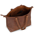 Crossbody Leather Tote - Saddle Brown