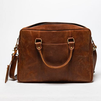 Slim Leather Briefcase 15" - Antique Brown Verified Leather
