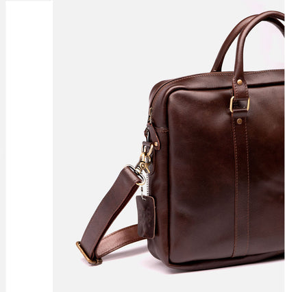 Slim Leather Briefcase 15" - Antique Brown Verified Leather