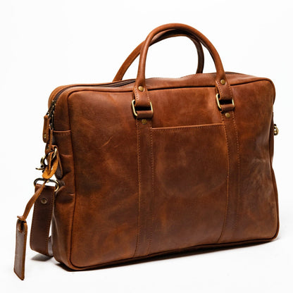 Slim Leather Briefcase 15" - Antique Brown Verified Leather