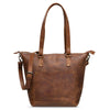 Crossbody Leather Tote - Saddle Brown