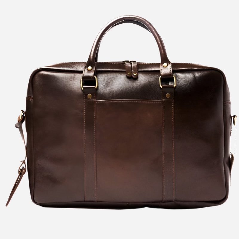 Slim Leather Briefcase 15" - Saddle Brown