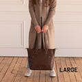 Crossbody Leather Tote - Saddle Brown