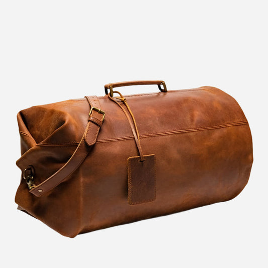 Military Brown Leather Duffle 33L Verified Leather