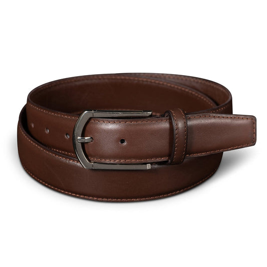 Single-Stitch Leather Belt - Brown Verified Leather