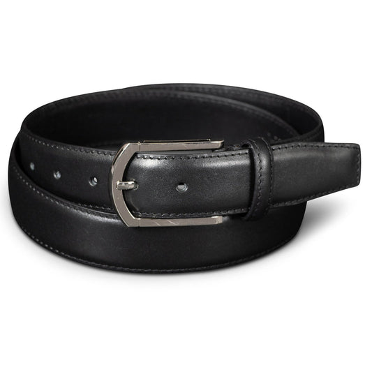 Single-Stitch Leather Belt - Black Verified Leather