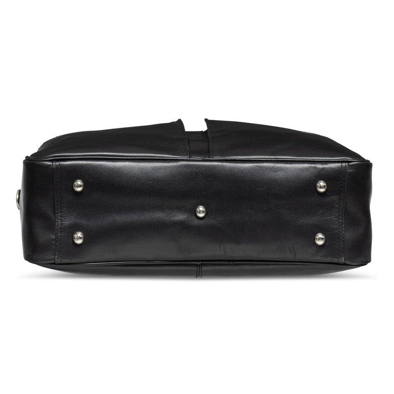 Slim Leather Briefcase 17" Antique Black Verified Leather