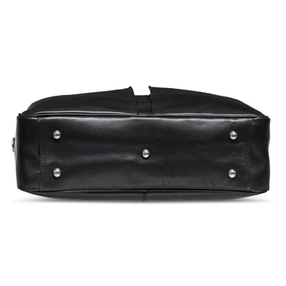 Slim Leather Briefcase 17" Antique Black Verified Leather