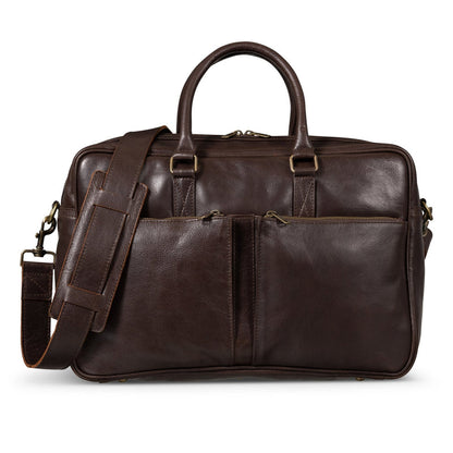Slim Leather Briefcase 17" Antique Black Verified Leather