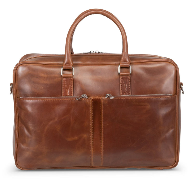 Slim Leather Briefcase 17" Antique Black Verified Leather