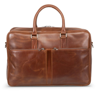Slim Leather Briefcase 17" Antique Black Verified Leather