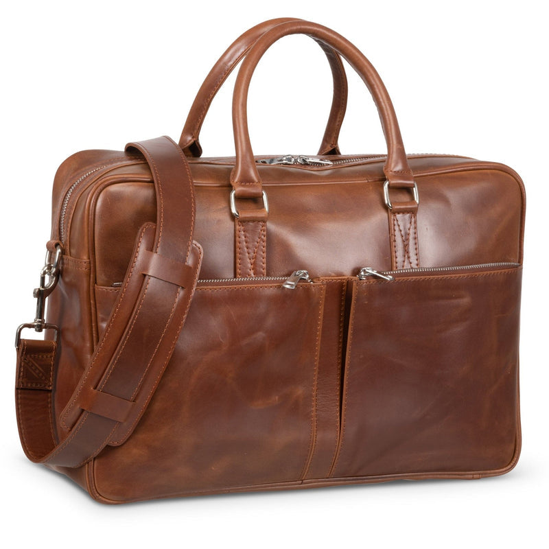 Slim Leather Briefcase 17" Antique Black Verified Leather