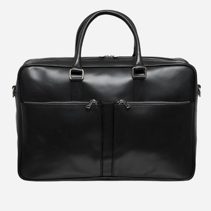 Slim Leather Briefcase 17" Antique Black Verified Leather
