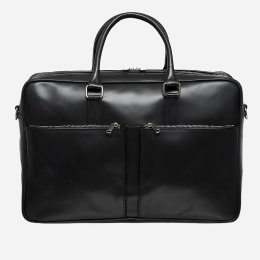 Slim Leather Briefcase 17" Antique Black Verified Leather