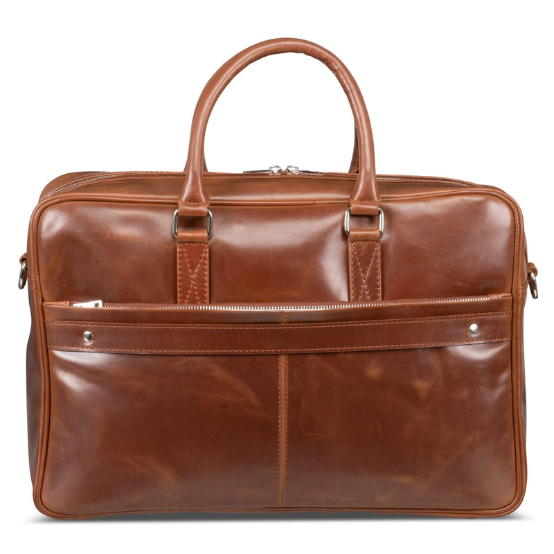 Slim Leather Briefcase 17" Antique Black Verified Leather
