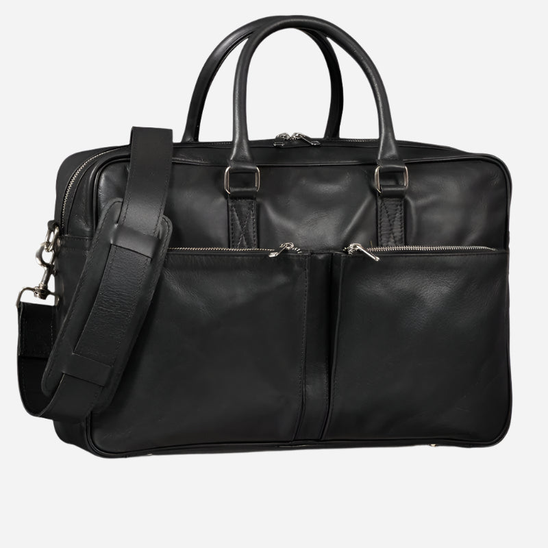 Slim Leather Briefcase 17" Antique Black Verified Leather