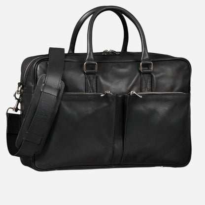 Slim Leather Briefcase 17" Antique Black Verified Leather