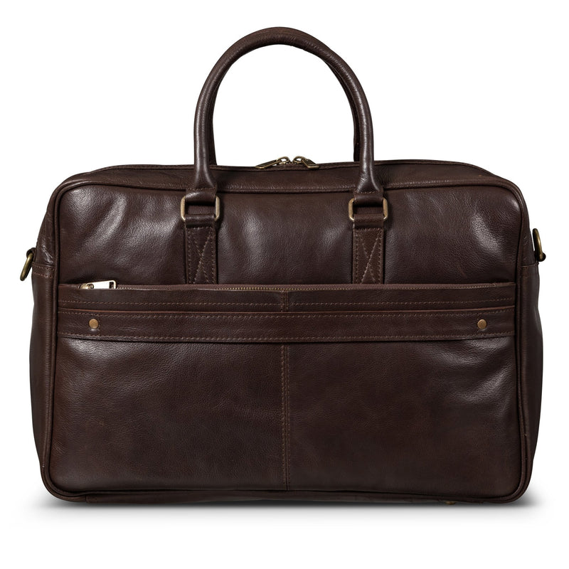 Slim Leather Briefcase 17" Antique Black Verified Leather