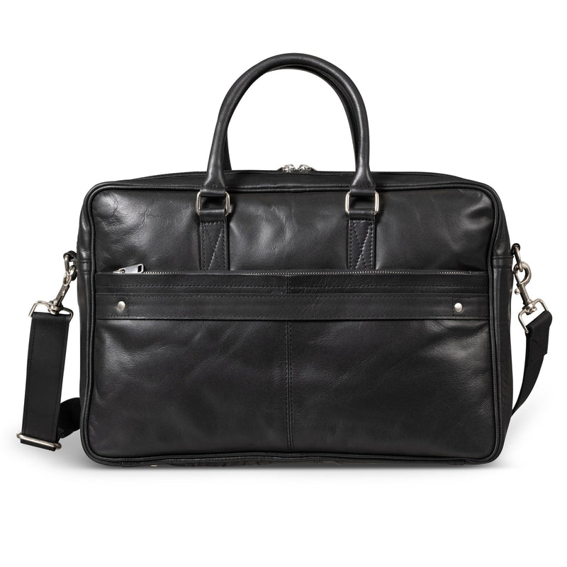 Slim Leather Briefcase 17" Antique Black Verified Leather
