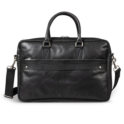 Slim Leather Briefcase 17" Antique Black Verified Leather